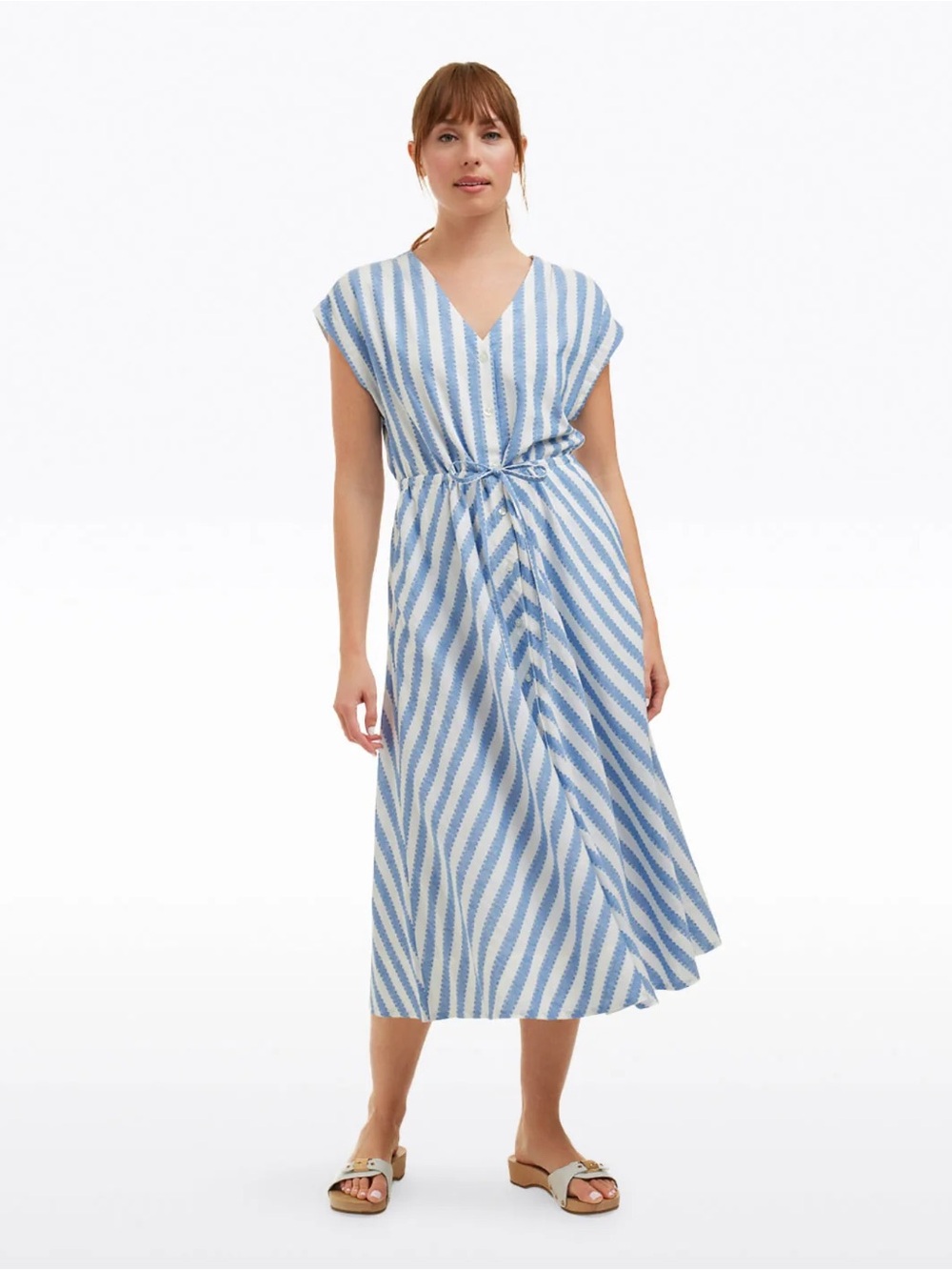 Draper James Haven Short Sleeve Midi Dress in Wave Stripe